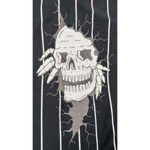 Lurking Class Embroidered Baseball Shirt Men Large Black Pin Stripe